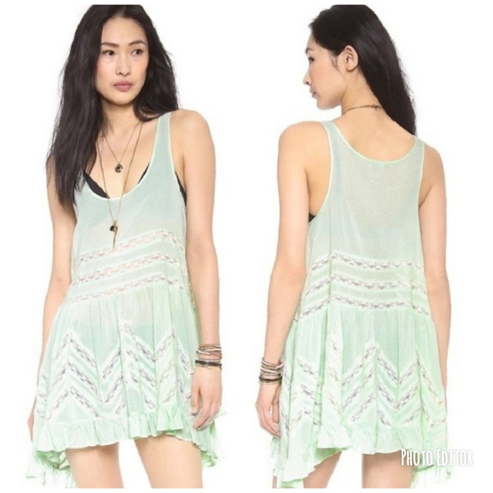 FP Voile and Lace Trapeze Slip in Mint Spring Gree